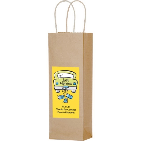 5 1/2" x 3 1/4" x 12 1/2" Kraft paper single-bottle... from ASI 35290 American Ad Bag Co