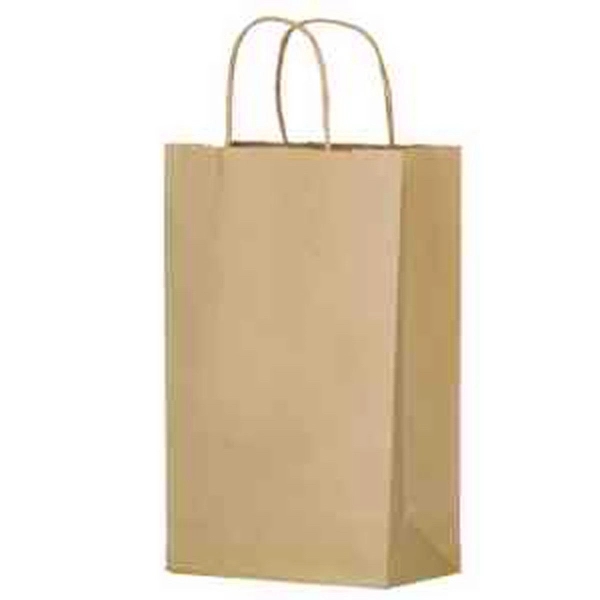 10" x 5" x 13" Kraft paper shopping bag with serrated... from ASI 35290 American Ad Bag Co