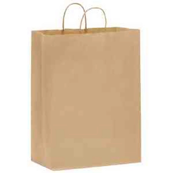 13" x 7" x 17" Kraft paper shopping bag with serrated... from ASI 35290 American Ad Bag Co