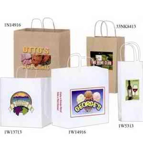 14 1/2" x 16 1/4" Kraft paper carry-out style bag with... from ASI 35290 American Ad Bag Co