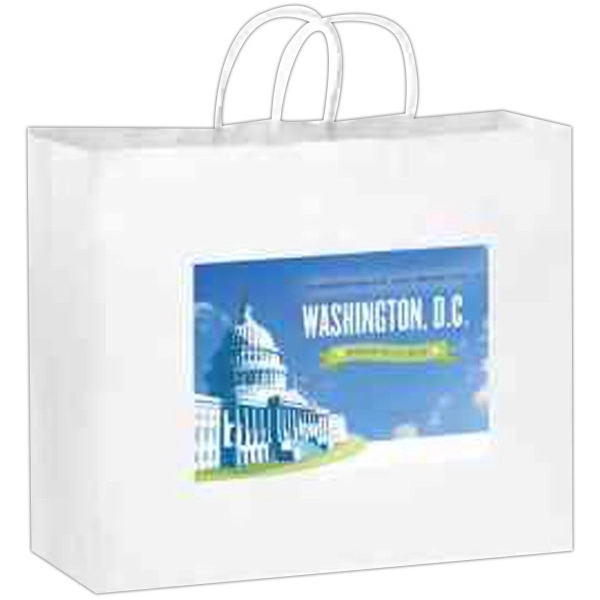 16" x 6" x 12" white Kraft paper shopping bag with... from ASI 35290 American Ad Bag Co