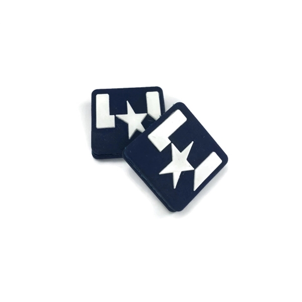 Customizable square shaped tennis racquet dampener that is inserted between two... from ASI 72657 Active Life Promo / Active Life Promo