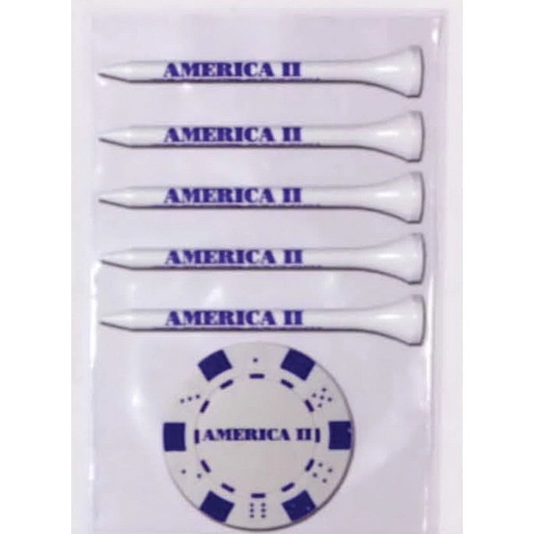 Value Golf Tee Poly Bag Combination pack with 5 Golf Tees... from ASI 63500 Jomar Industries Inc / The Tee Line
