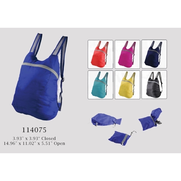 Compact Folding Backpack - One color imprint included in pricing -... from ASI 62635 Inno-Vative Solutions Grp LTD
