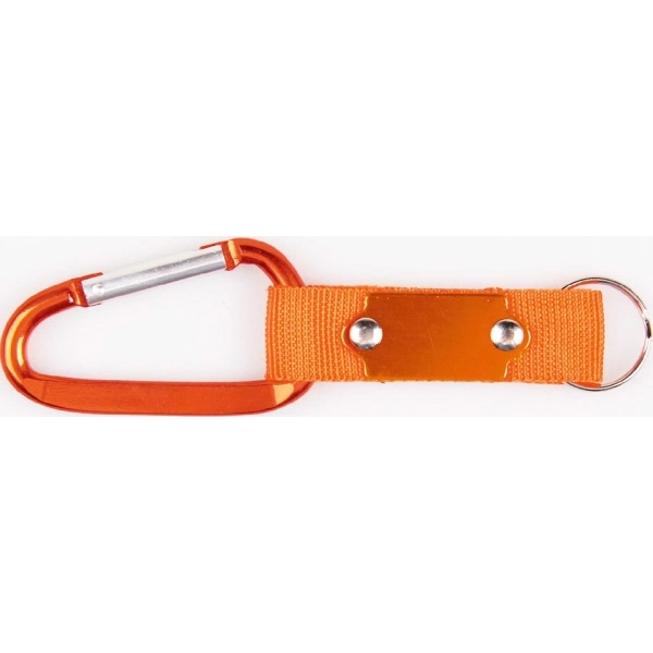 Carabiner with strap and metal plate, solid aluminum construction.... from ASI 74585 Nu Promo International / Nu Promo Line