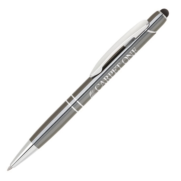 Sleek anodized color aluminum ballpoint pen with capacitive stylus and textured... from ASI 90859 Tempo Industries Inc / Tempoline