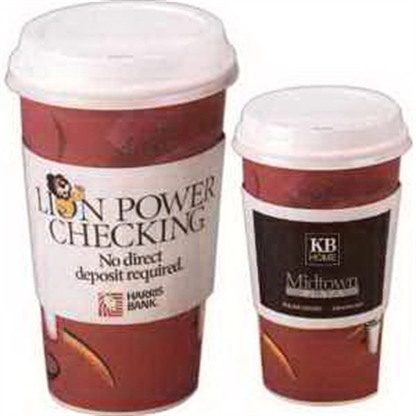 Full color coffee sleeves hand delivered to your customers.... from ASI 56020 The Gavel Company / The Gavel Company