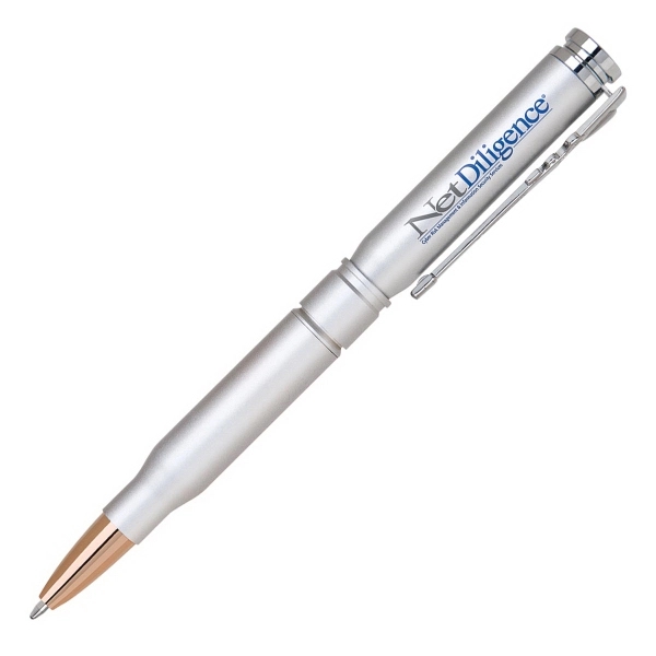 Brass bolt action ballpoint pen featuring a bullet shaped barrel with... from ASI 90859 Tempo Industries Inc / Tempoline