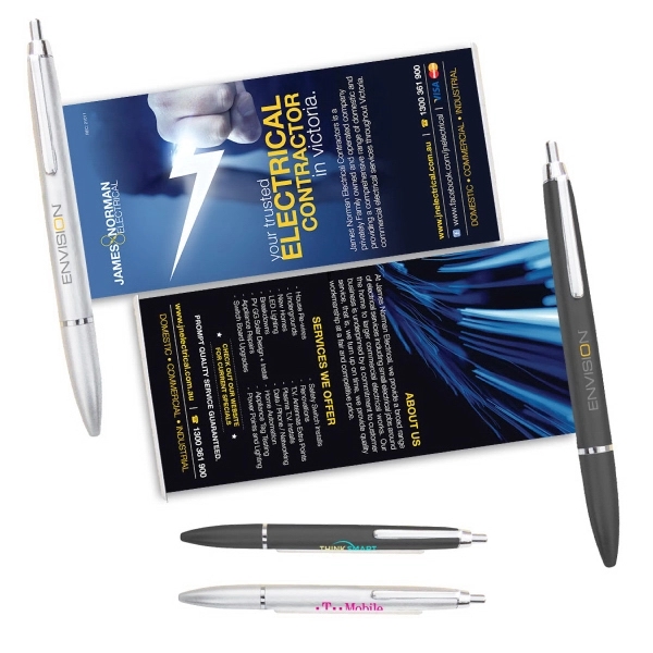 Click action plastic ballpoint pen with retractable pull out banner... from ASI 31517 Admart Products / Admart Line