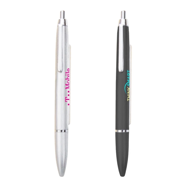 Click action plastic ballpoint pen with retractable pull out banner... from ASI 31517 Admart Products / Admart Line