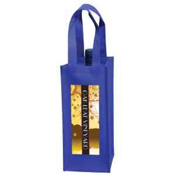 5" x 12" 80GSM non-woven polypropylene single-bottle wine tote with gusset... from ASI 35290 American Ad Bag Co