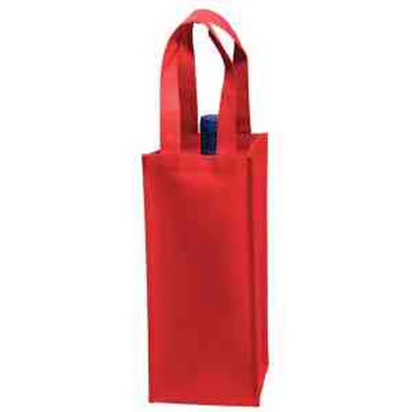 5" x 12" 80GSM non-woven polypropylene single-bottle wine tote with gusset... from ASI 35290 American Ad Bag Co