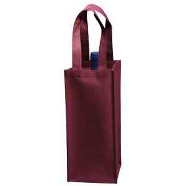 5" x 12" 80GSM non-woven polypropylene single-bottle wine tote with gusset... from ASI 35290 American Ad Bag Co