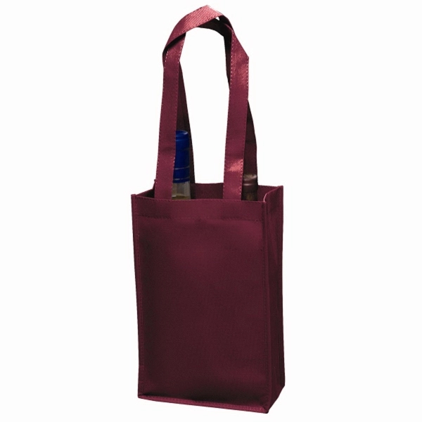 7" x 11" 100GSM non-woven polypropylene dual-bottle wine tote with gusset... from ASI 35290 American Ad Bag Co