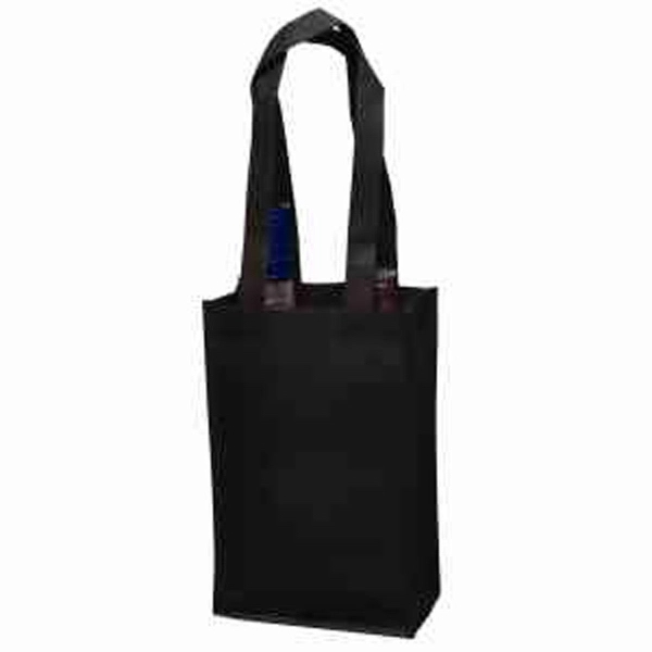 7" x 11" 100GSM non-woven polypropylene dual-bottle wine tote with gusset... from ASI 35290 American Ad Bag Co