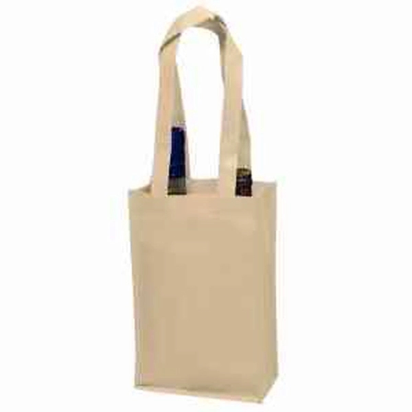 7" x 11" 100GSM non-woven polypropylene dual-bottle wine tote with gusset... from ASI 35290 American Ad Bag Co