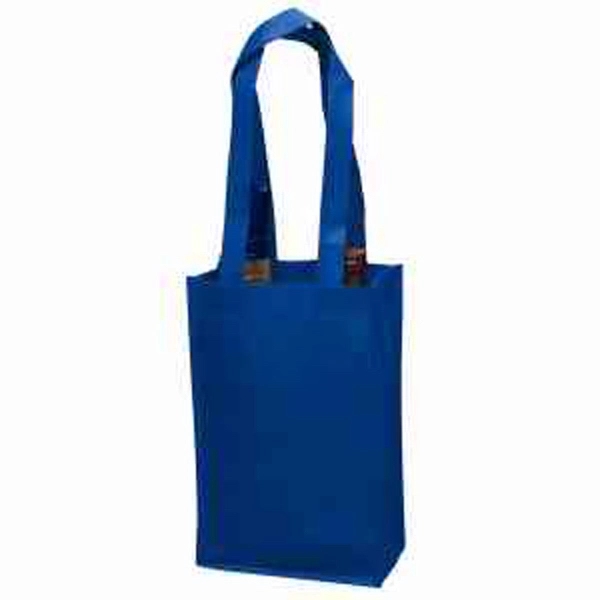 7" x 11" 100GSM non-woven polypropylene dual-bottle wine tote with gusset... from ASI 35290 American Ad Bag Co