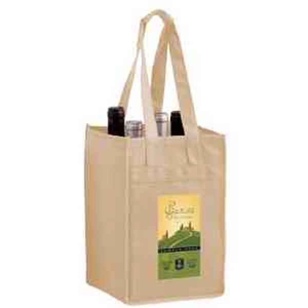 7" x 7" x 11" non-woven PP four-bottle wine tote with... from ASI 35290 American Ad Bag Co