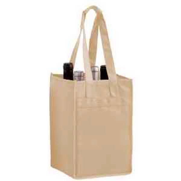 7" x 7" x 11" non-woven PP four-bottle wine tote with... from ASI 35290 American Ad Bag Co