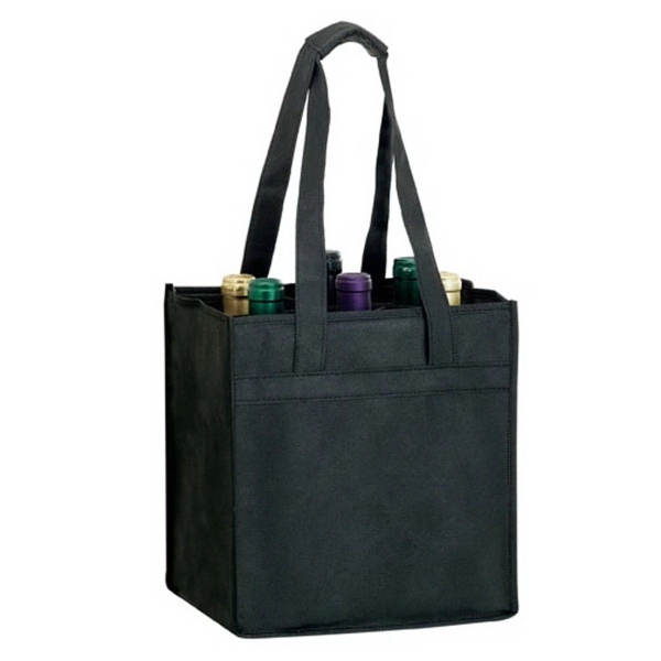 10" x 7" x 11" non-woven polypropylene six-bottle wine tote with... from ASI 35290 American Ad Bag Co