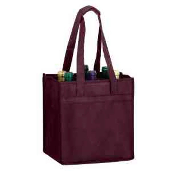 10" x 7" x 11" non-woven polypropylene six-bottle wine tote with... from ASI 35290 American Ad Bag Co
