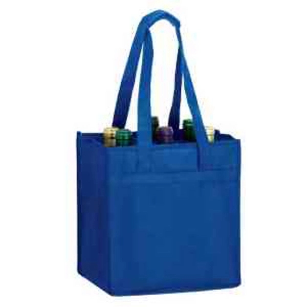 10" x 7" x 11" non-woven polypropylene six-bottle wine tote with... from ASI 35290 American Ad Bag Co