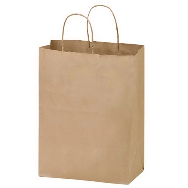 8" x 13 5/8" Kraft paper dual-bottle tote with serrated top,... from ASI 35290 American Ad Bag Co