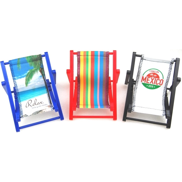 Plastic Frame Mini Beach Chair, holds Cell Phone or Business Card.(New... from ASI 64845 Kin Image Inc