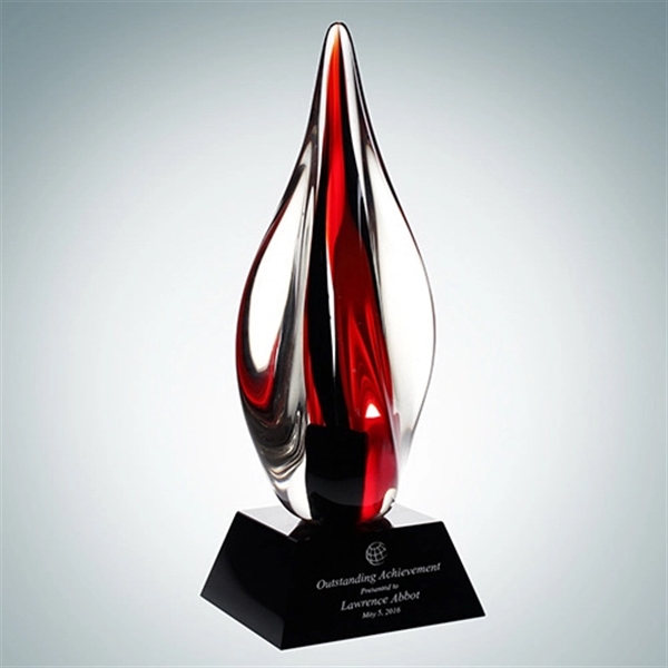 Red Contemporary Award made of art glass features a black crystal... from ASI 47791 Best Deal Awards / Best Deal Awards