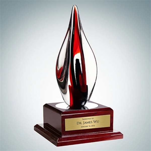 Red Contemporary Award made of art glass features a black rosewood... from ASI 47791 Best Deal Awards / Best Deal Awards