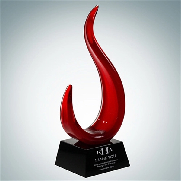Red Jay Award made of molten art glass features a black,... from ASI 47791 Best Deal Awards / Best Deal Awards