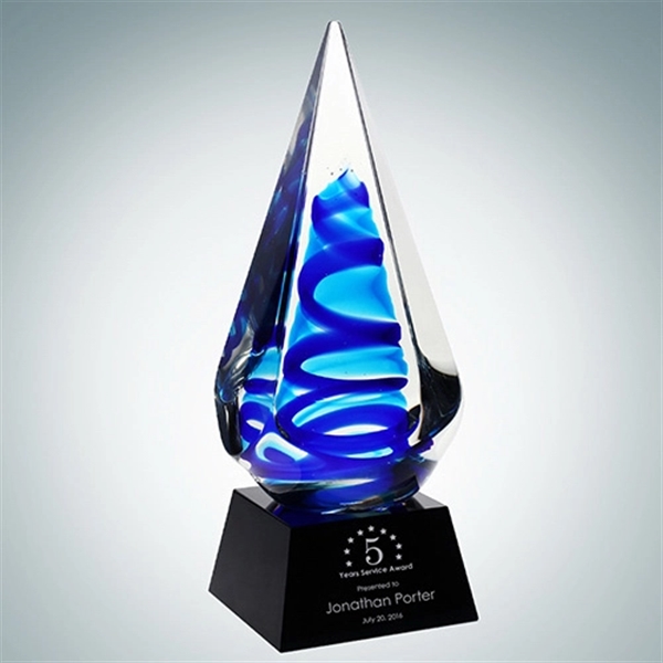Blue Ocean Spiral Award is made of molten art glass, elegantly... from ASI 47791 Best Deal Awards / Best Deal Awards