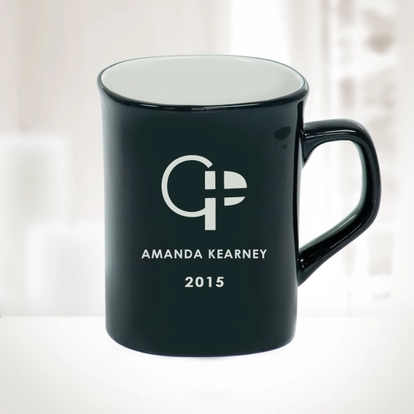 10 oz. black ceramic mug with a round corner is custom... from ASI 47791 Best Deal Awards / Best Deal Awards