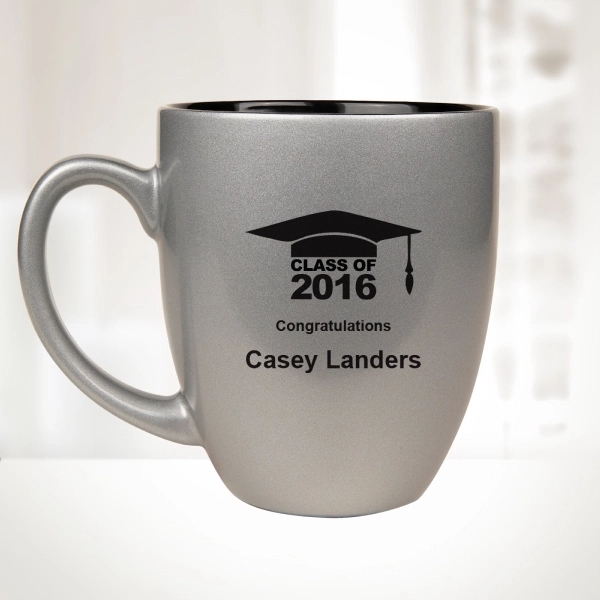 16 oz. silver ceramic bistro mug is custom engraved with a... from ASI 47791 Best Deal Awards / Best Deal Awards