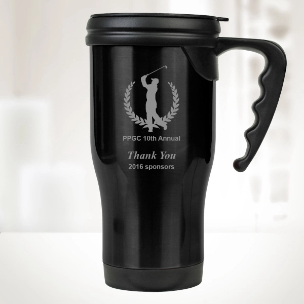 16 oz. silver ceramic bistro mug is custom engraved with a... from ASI 47791 Best Deal Awards / Best Deal Awards