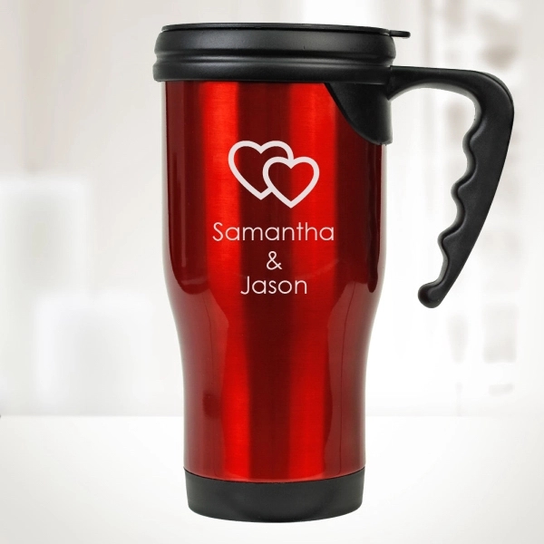 14 oz. travel mug with handle is engraved with a message... from ASI 47791 Best Deal Awards