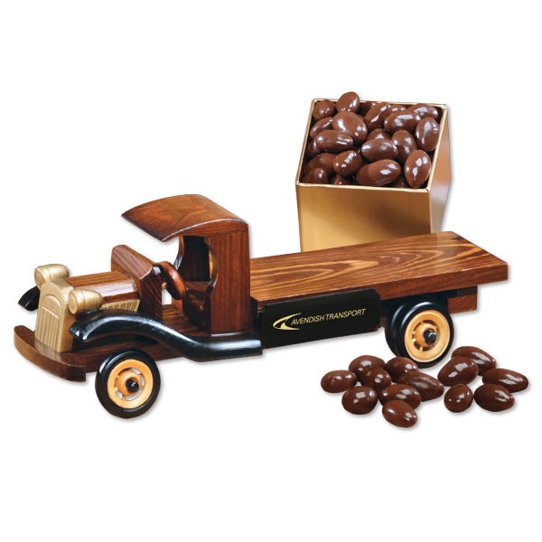 collectible wooden 1930-era flat bed truck replica with chocolate covered almonds... from ASI 68680 Maple Ridge Farms Inc