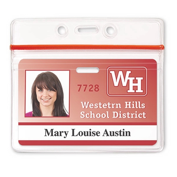 Credit-card-size resealable badge holder features a zipper closure for extra protection.... from ASI 79898 Promovision / PROMOVISION