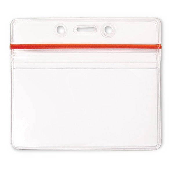Credit-card-size resealable badge holder features a zipper closure for extra protection.... from ASI 79898 Promovision / PROMOVISION