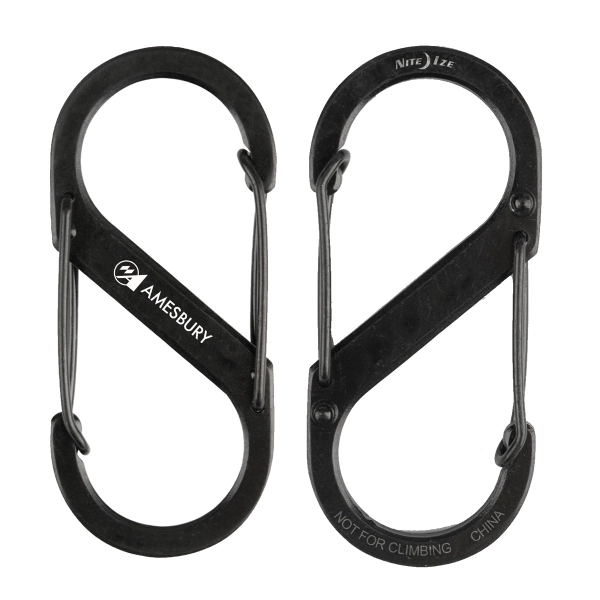 Stainless steel carabiner in black or silver with dual spring gates... from ASI 46170 Compass Industries Inc