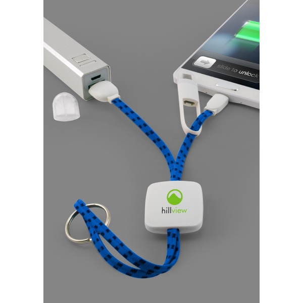 2-in-1 charging cable with protective covers and key ring.... from ASI 45450 CleggPromo / CleggPromo
