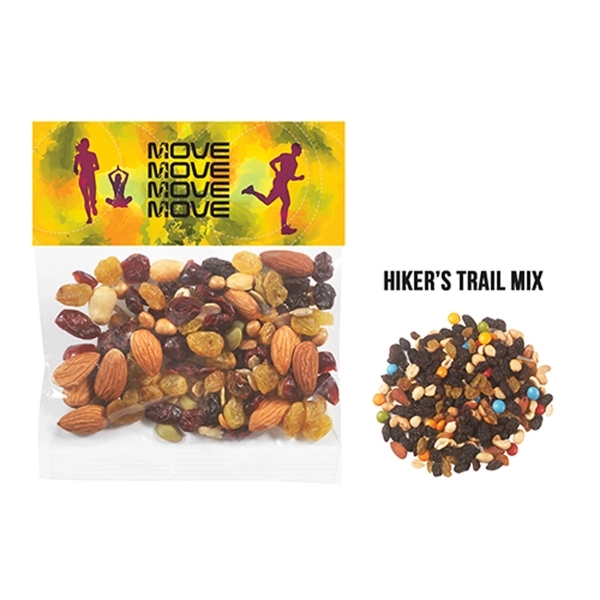 Clear 2 oz. pouch filled with Hiker's trail mix, featuring a... from ASI 71685 Midnite Snax®