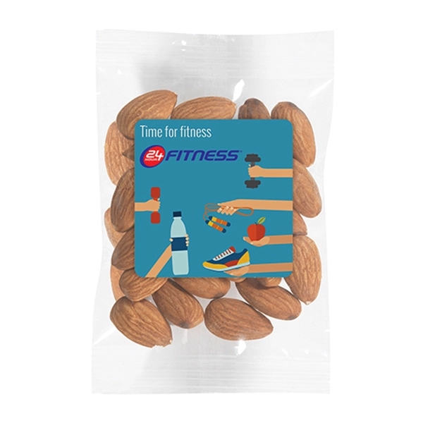 Promotional snack bag filled with 1 oz. of raw almonds; includes... from ASI 71685 Midnite Snax®