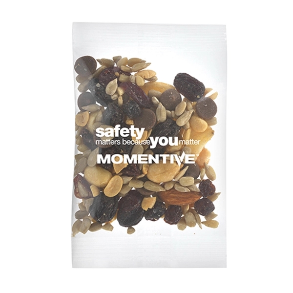 Promotional snack bag filled with 1 oz. of energy trail mix;... from ASI 71685 Midnite Snax®