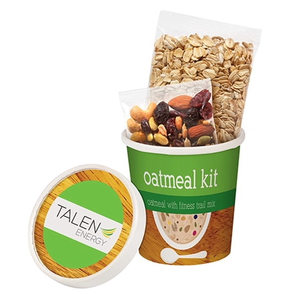 Oatmeal kit with fitness trail mix and imprint on both the... from ASI 71685 Midnite Snax®
