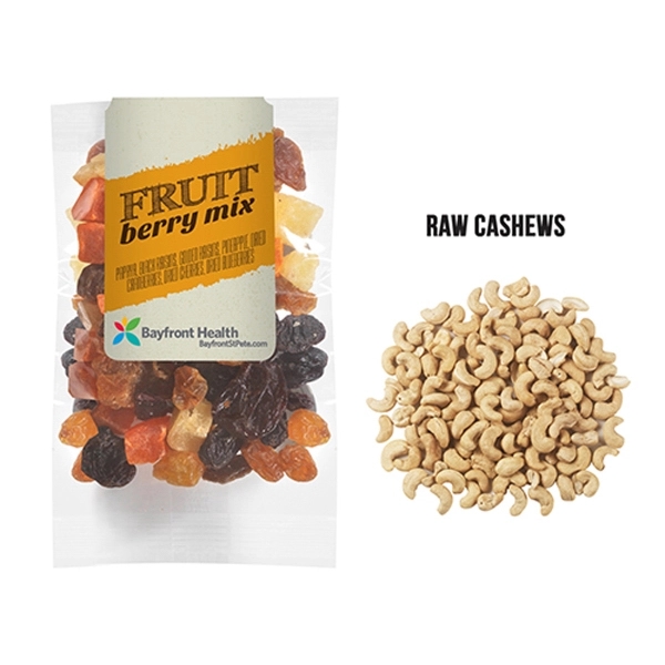 Healthy snack pack filled with raw cashews; includes 4-color process overlapping... from ASI 71685 Midnite Snax®