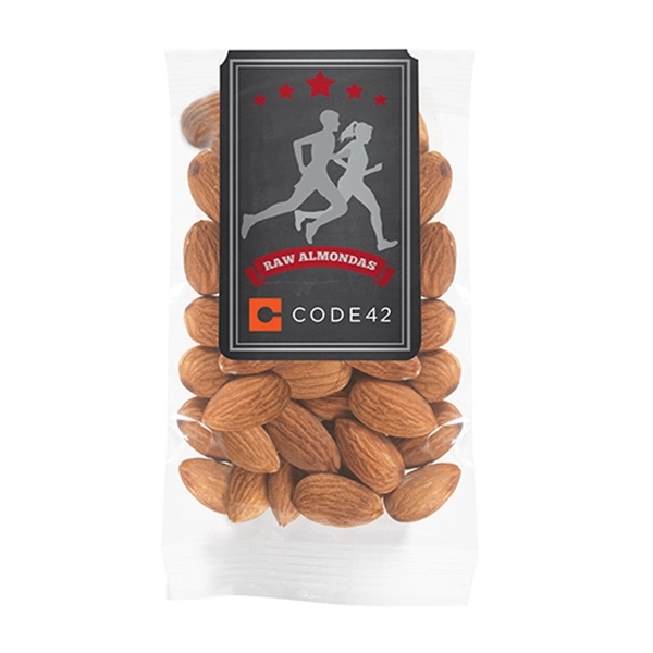 Healthy snack pack filled with raw almonds; includes 4-color process overlapping... from ASI 71685 Midnite Snax®