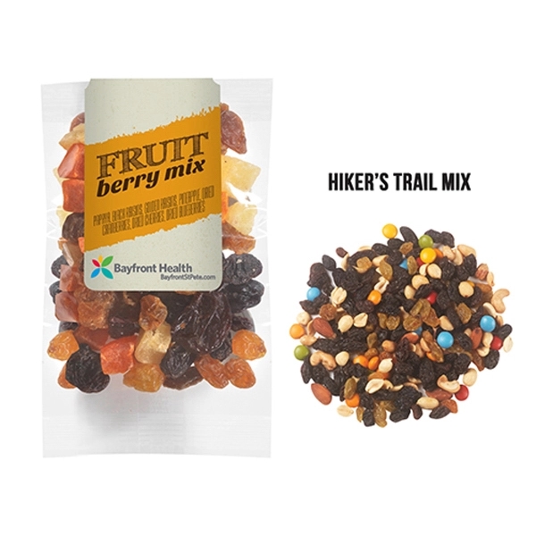 Healthy snack pack filled with hiker's trail mix; includes 4-color process... from ASI 71685 Midnite Snax®