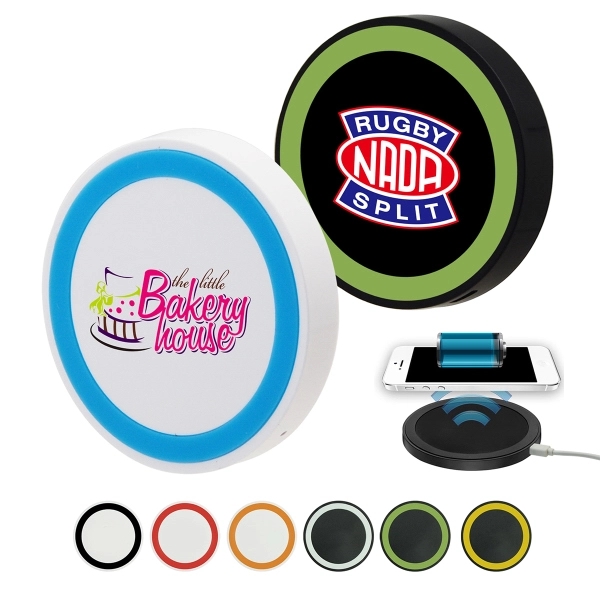 2.75" x 2.75" x .50" Puck wireless charging pad for Qi-compatible... from ASI 39820 Opusline (Benmex) / Opus Line