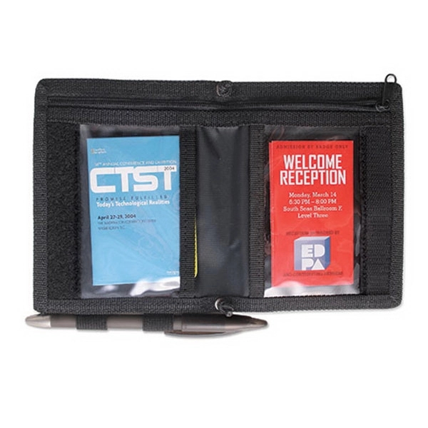 These stylish nylon multi-pocket folding credential wallets feature  a 34"... from ASI 79898 Promovision / PROMOVISION